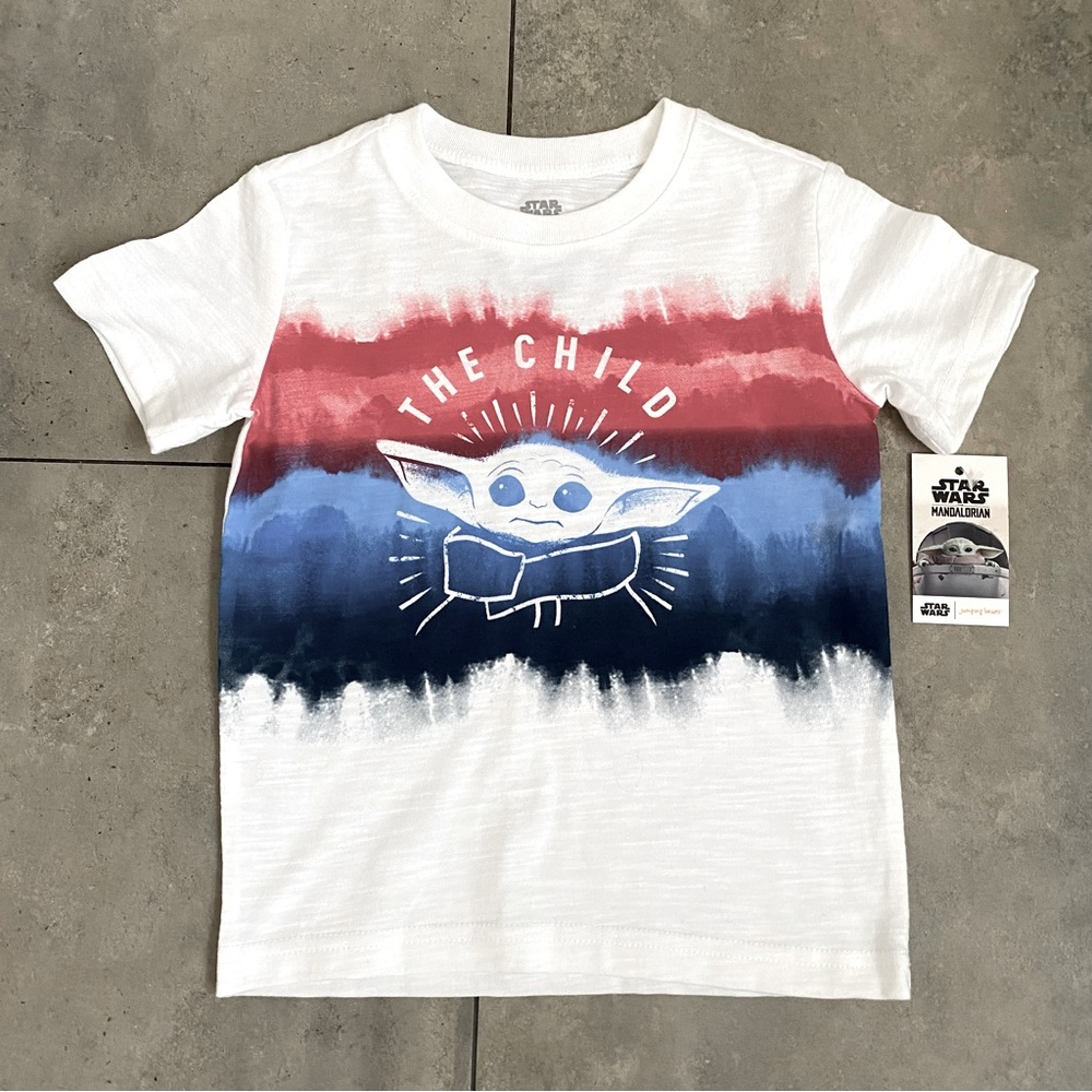 NEW Star Wars manolorian yoda toddler shirt red white blue 3T
